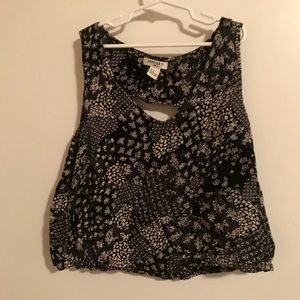 Floral Black & Cream Open Back Forever 21 Tank Top